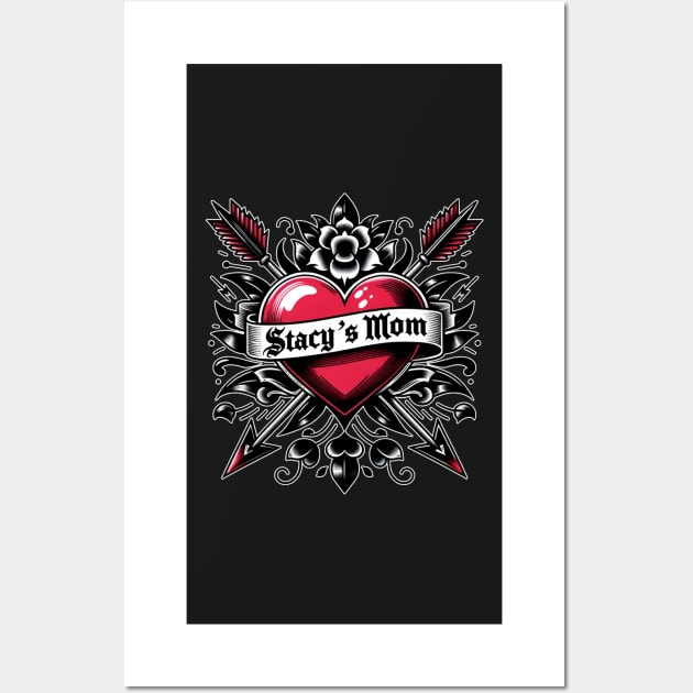 Stacy's Mom tattoo heart | emo goth tattoo ink aesthetic Wall Art by dystopic